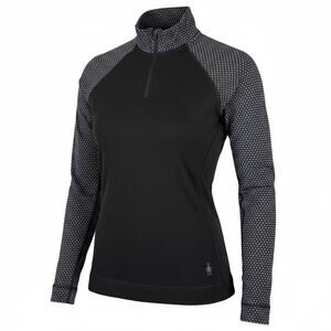 Smartwool Base Layer Thermal Merino Quarter Zip Women's Medium Black Grey Dot